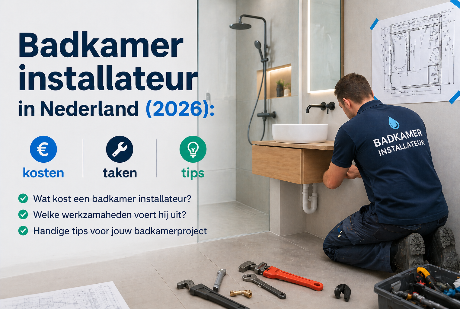 Badkamer installateur in Nederland (2026): kosten, taken & tips