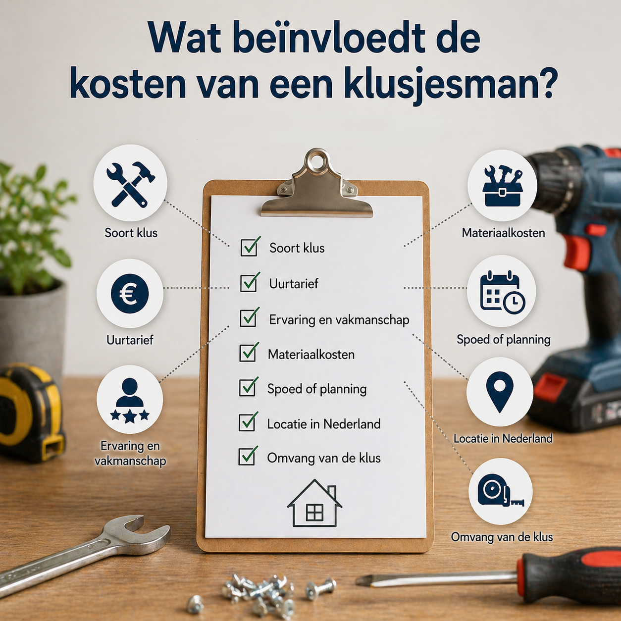 Wat beïnvloedt de kosten van een klusjesman? (Complete uitleg 2026)